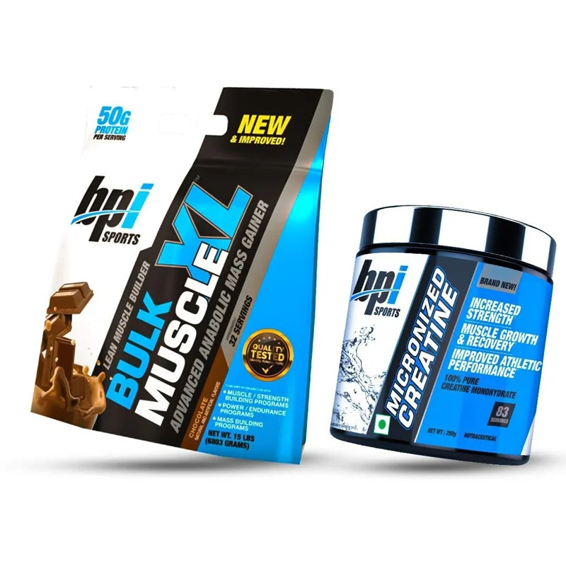 پکیج افزایش حجم و وزن بی پی آی (گینر۷کیلویی+کراتین ۶۰۰ گرمی)